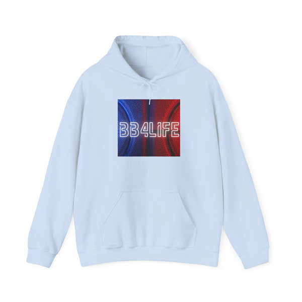 BB4Life Retro Neon Logo Hoodie — Red & Blue Vibe