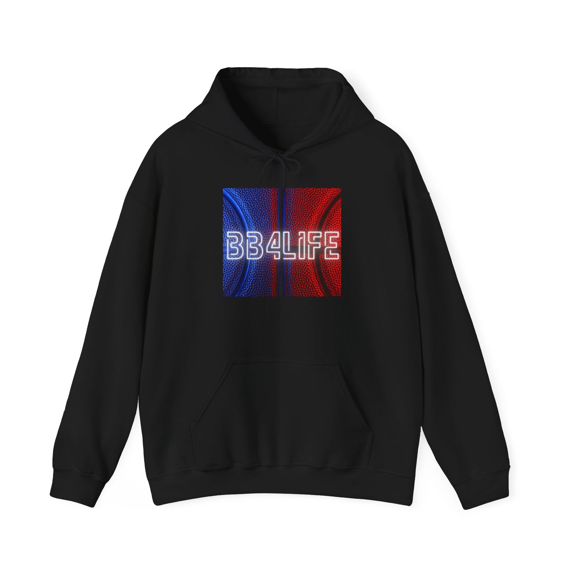 BB4Life Retro Neon Logo Hoodie — Red & Blue Vibe